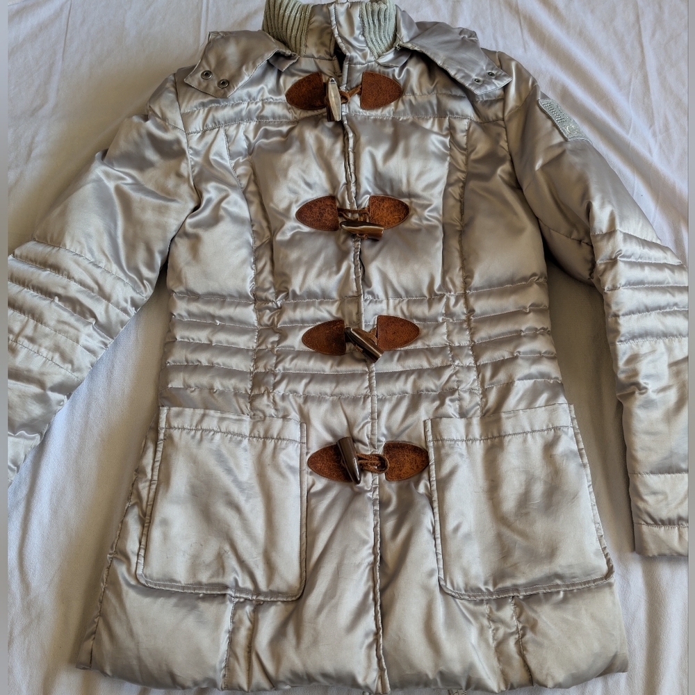 ✨ Iceberg Gilmar Silver Hooded Toggle Puffer Coat – Size Small (42) ✨